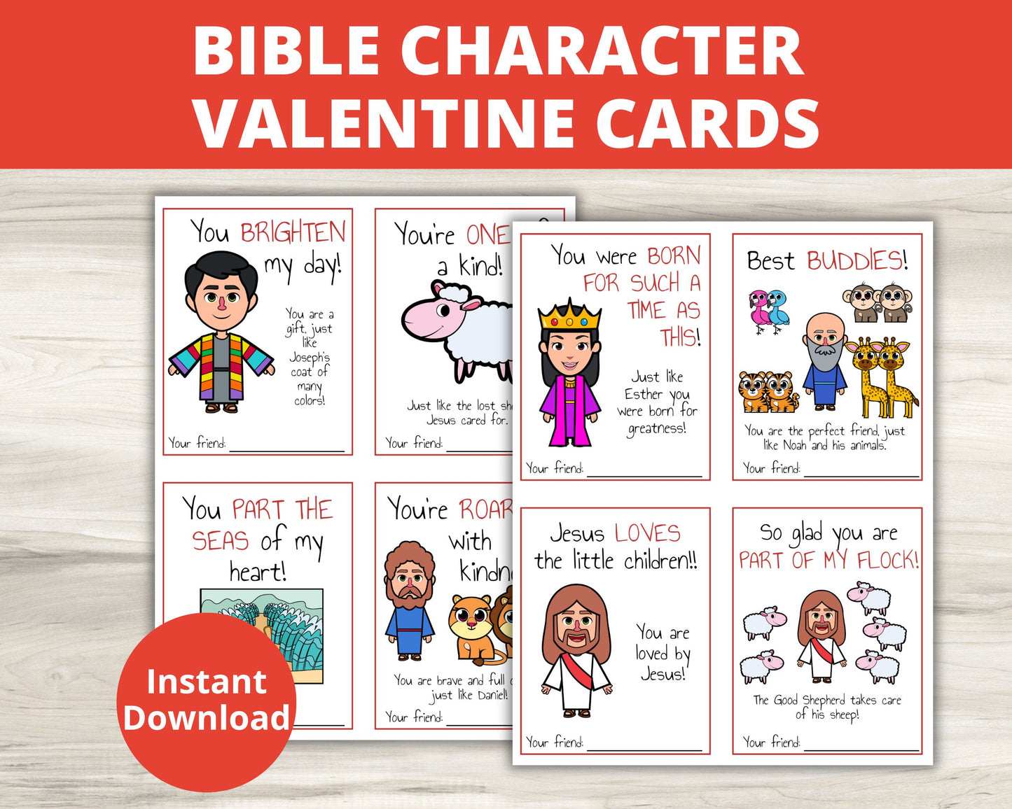 Bible Character Valentine Cards