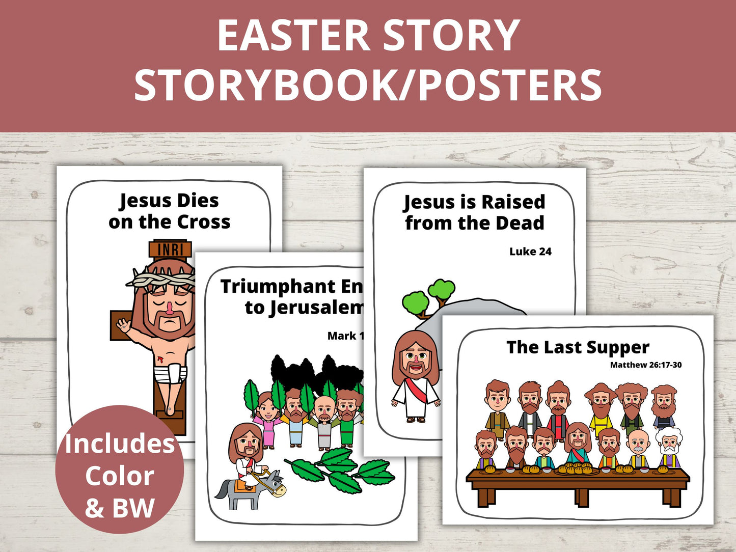 Easter Story Storybook & Coloring Pages