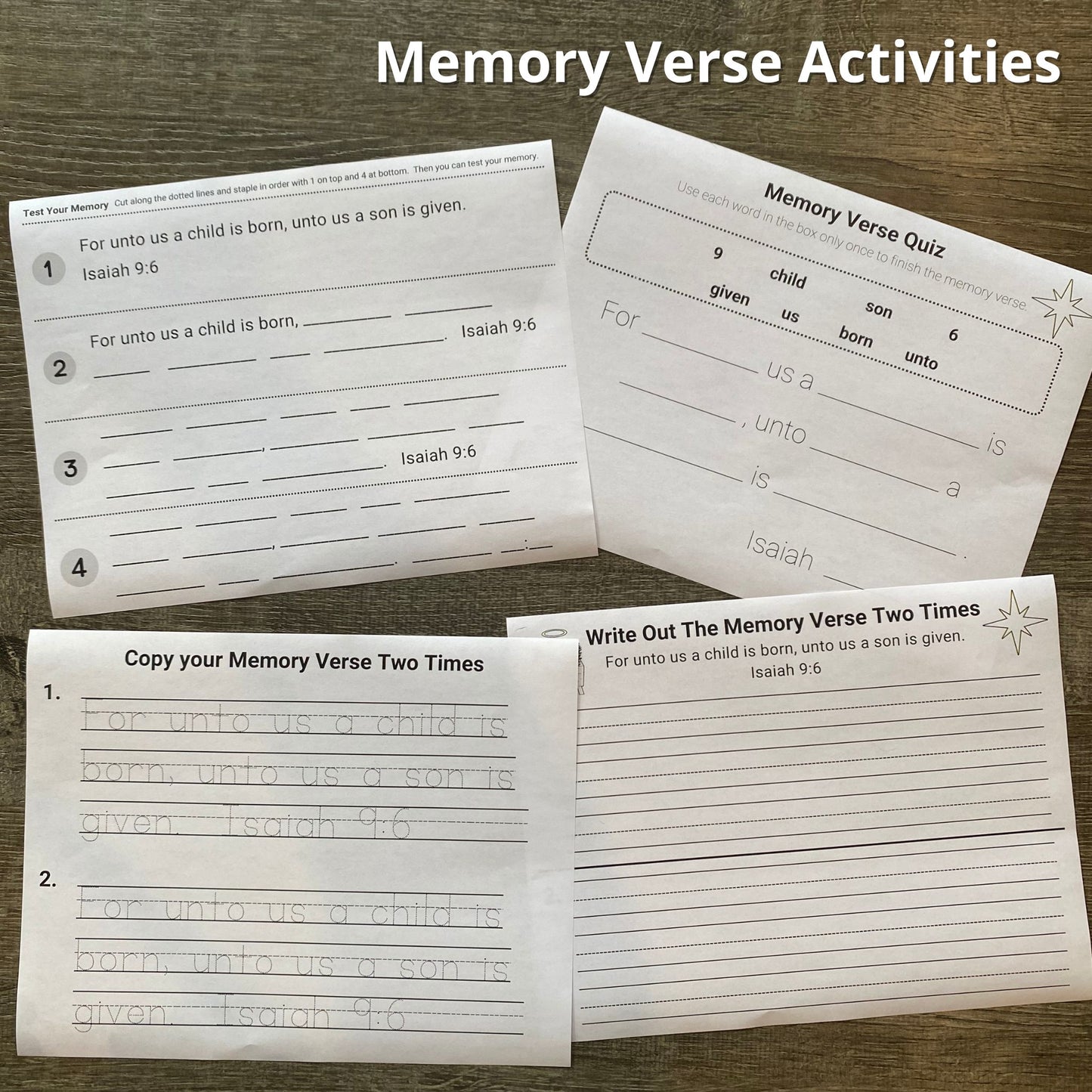 Unto Us a Child is Born Activity Pack