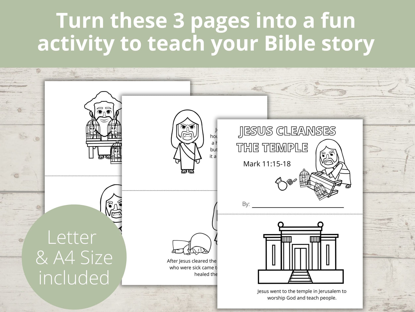 Jesus Cleanses the Temple Half Page Book