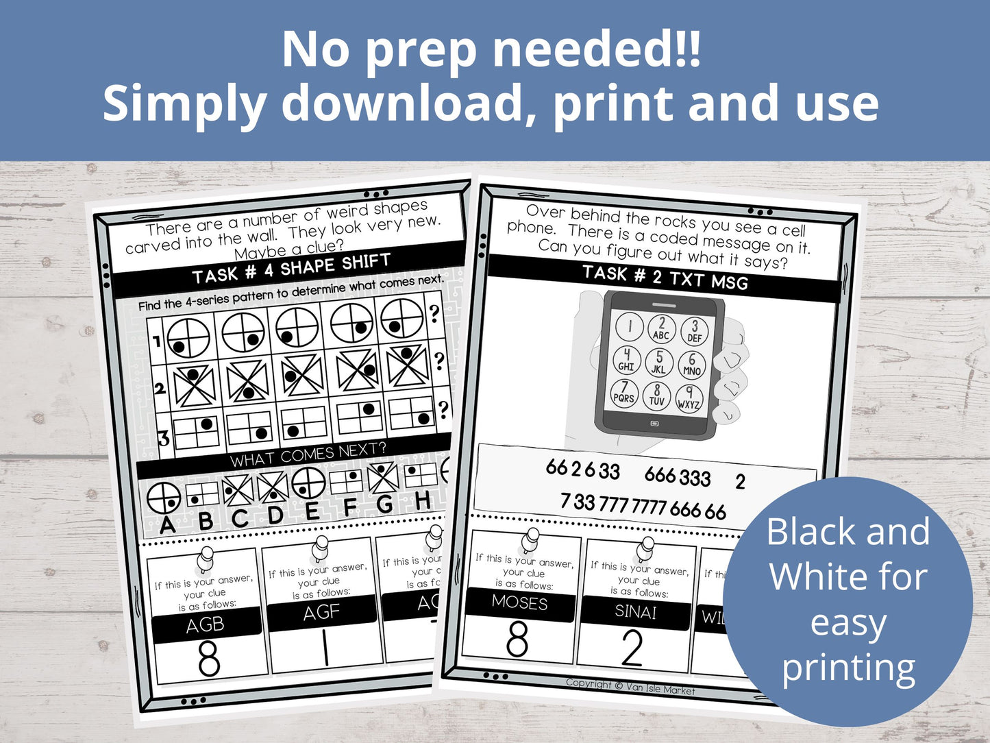 Ten Commandments Printable Escape Room for Kids - 9 puzzles