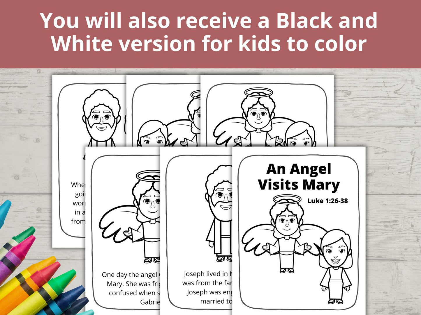 An Angel Visits Mary Posters and Coloring Pages