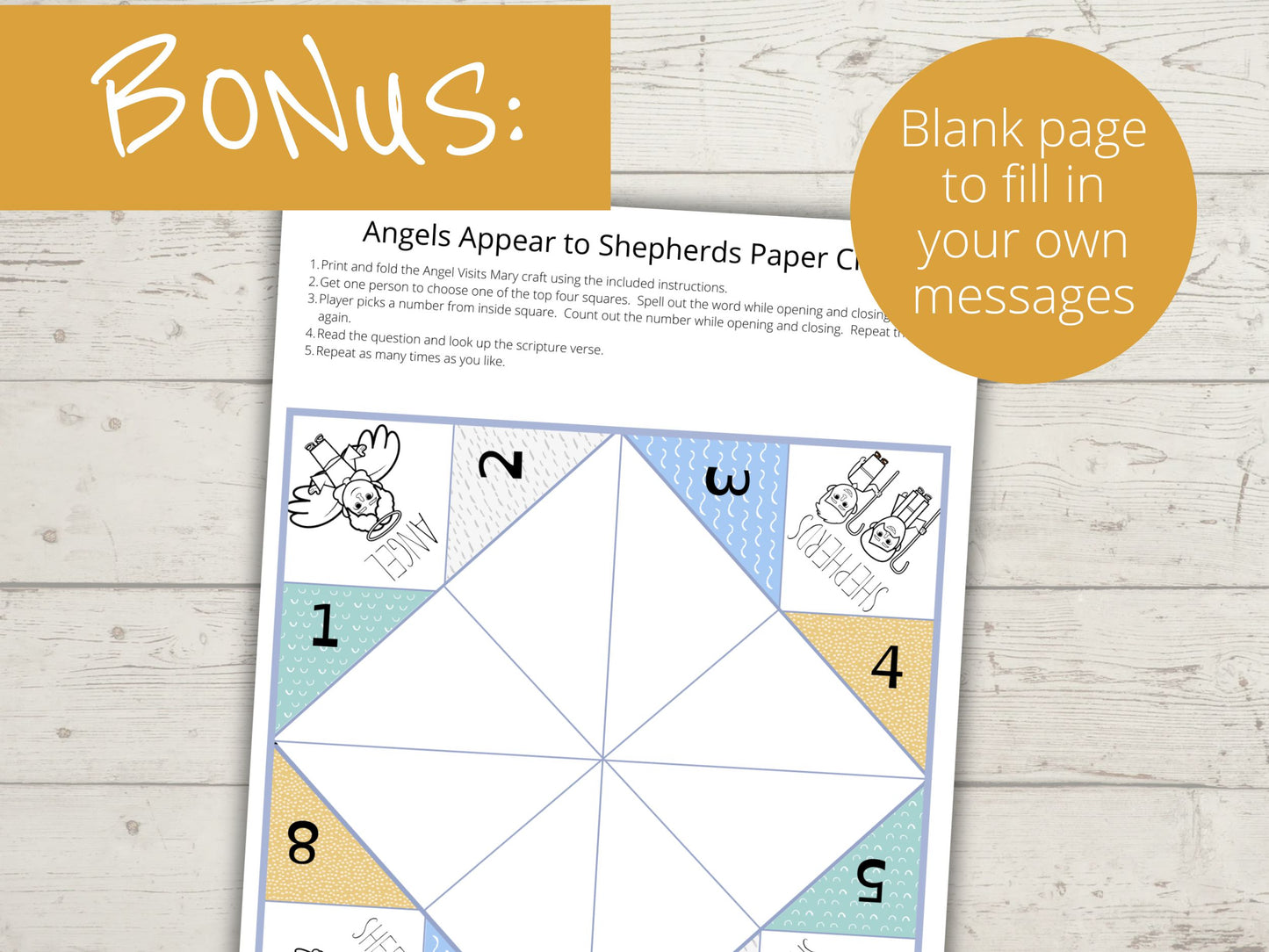 Angels Appear to Shepherds Cootie Catcher