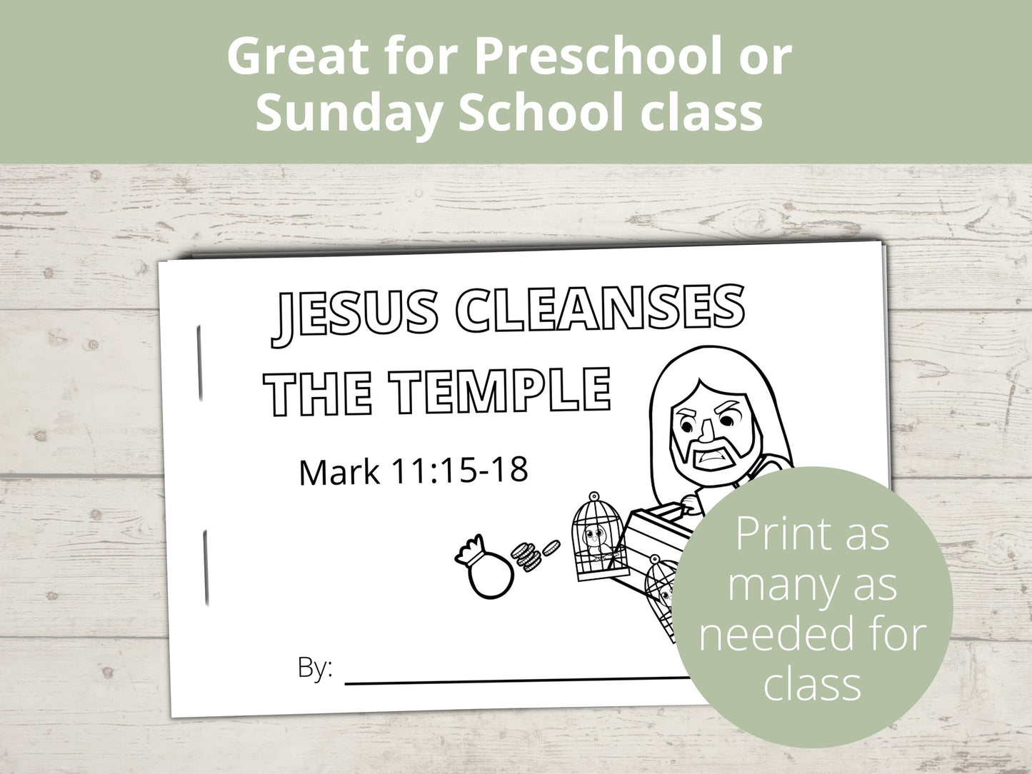 Jesus Cleanses the Temple Half Page Book