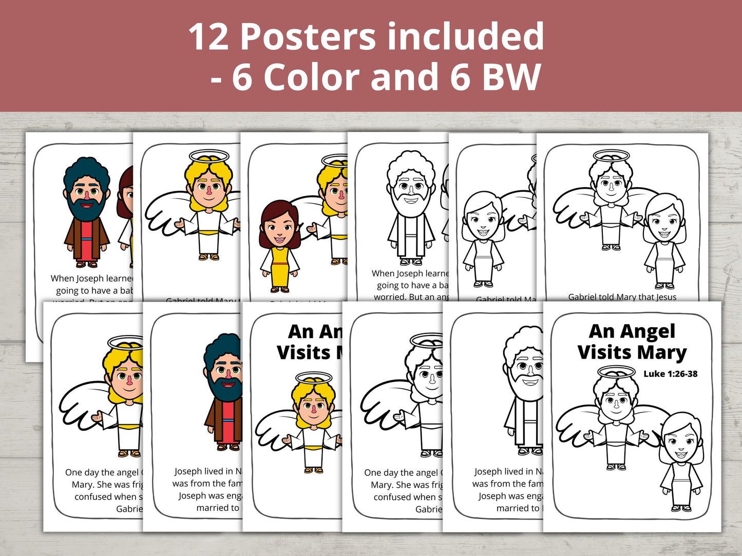 An Angel Visits Mary Posters and Coloring Pages