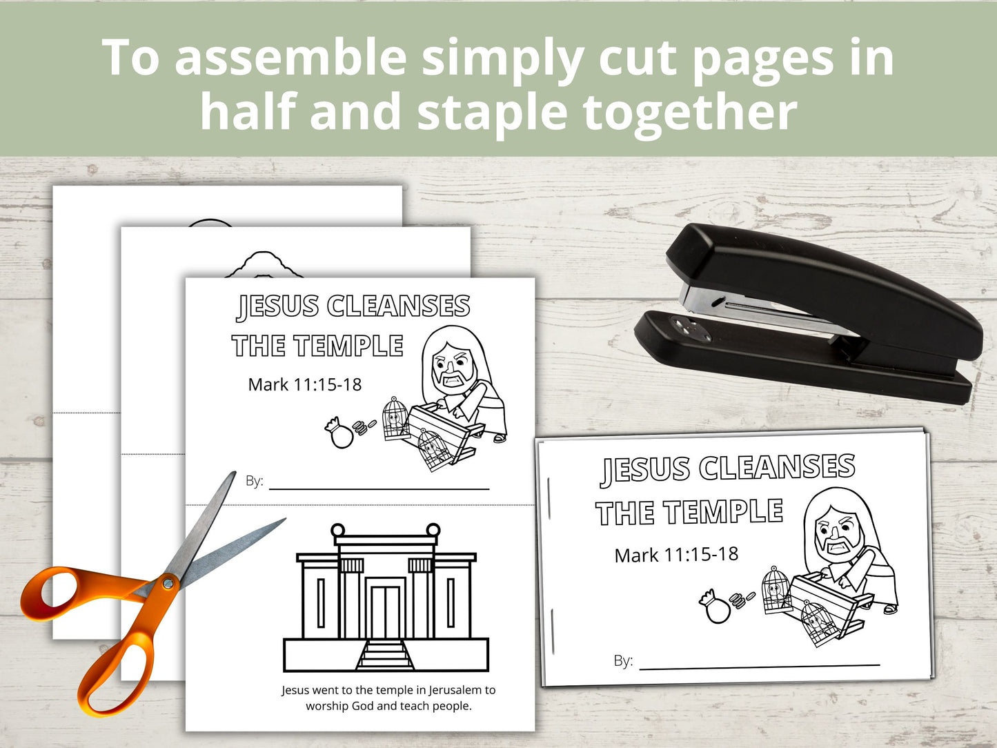 Jesus Cleanses the Temple Half Page Book