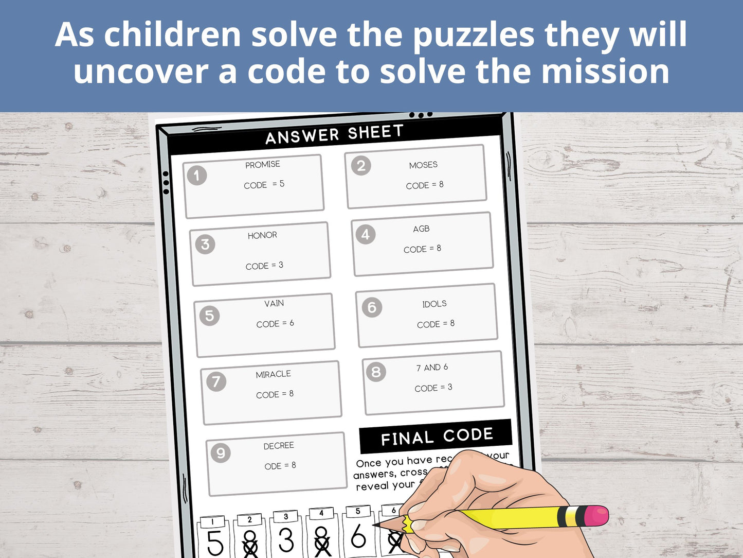 Ten Commandments Printable Escape Room for Kids - 9 puzzles