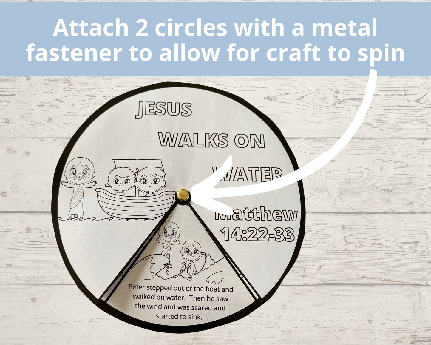 Jesus Walks on Water Printable Spinner