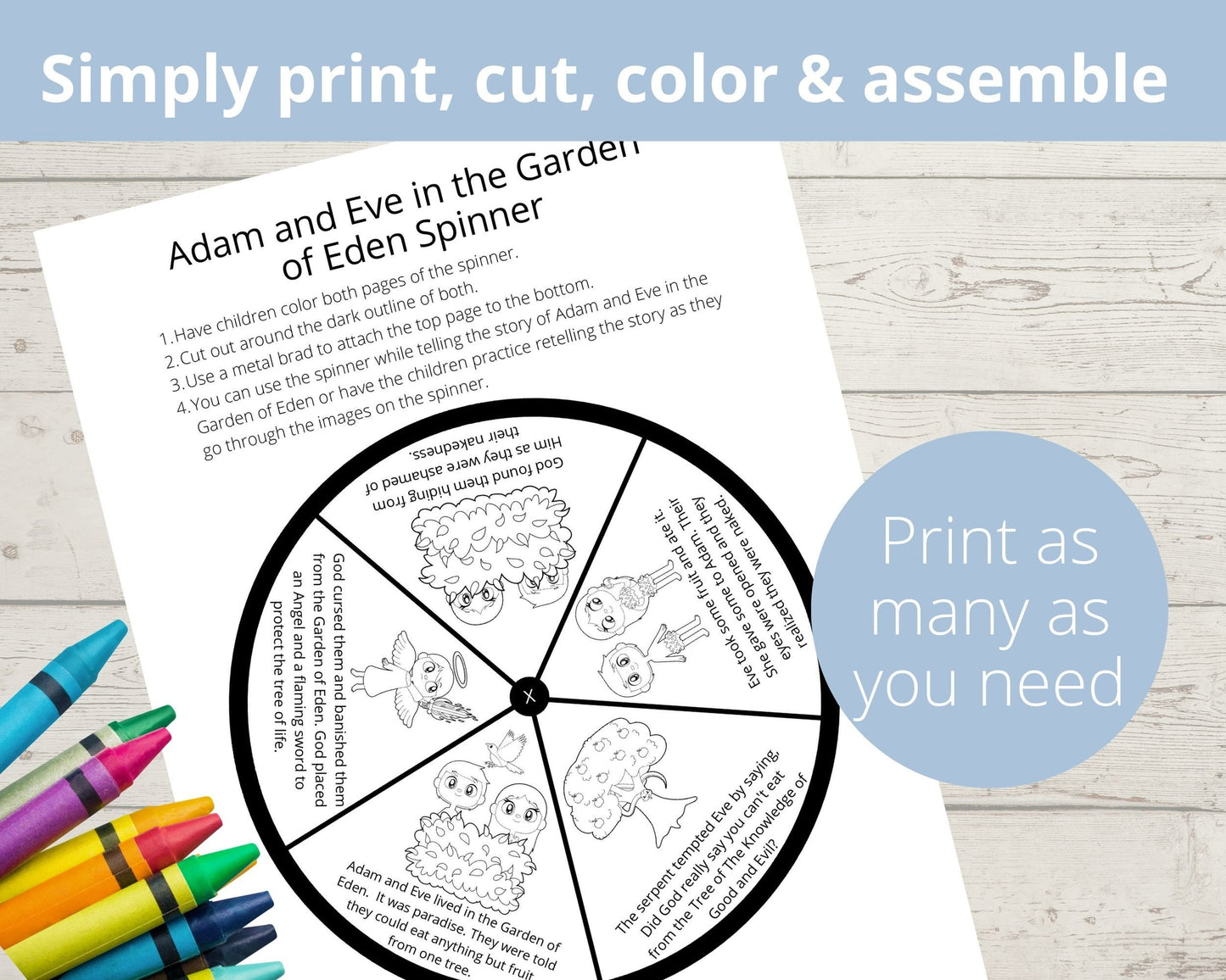 Adam and Eve Printable Spinner