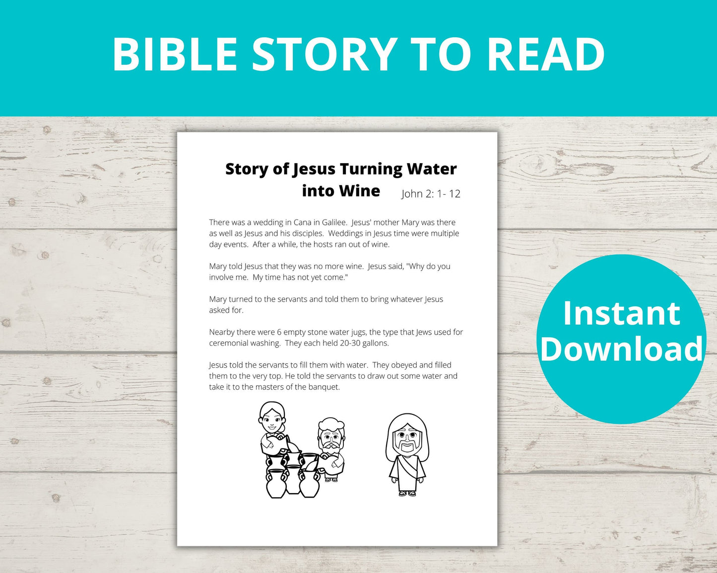 Jesus Turns Water into Wine Printable Activity Pack