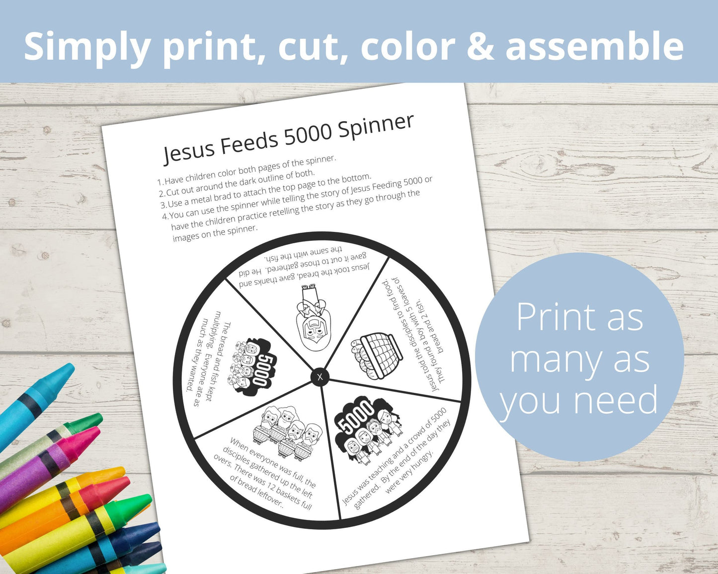 Jesus Feeds 5000 Printable Spinner
