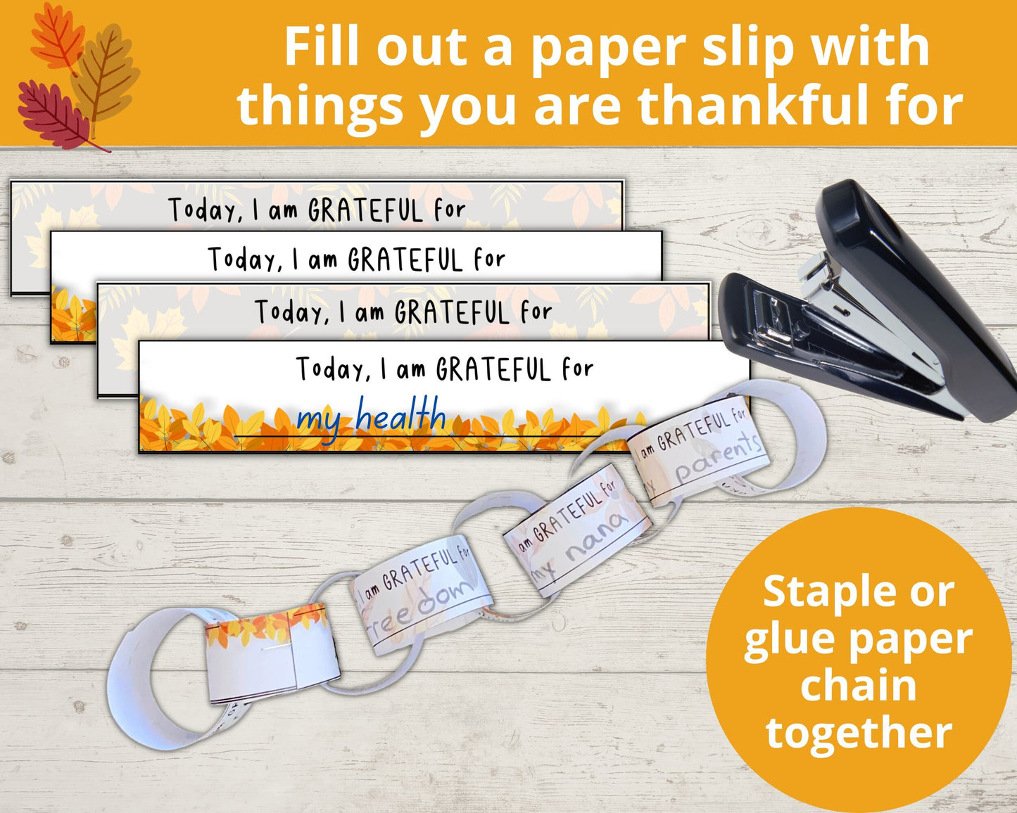 Thanksgiving Printable Gratitude Paper Chain