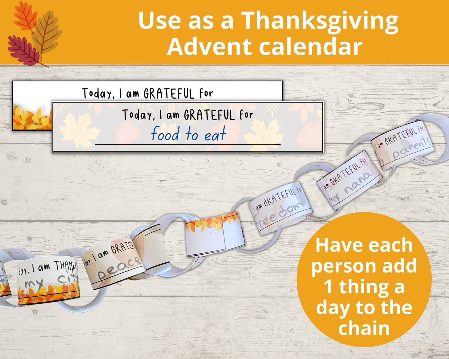 Thanksgiving Printable Gratitude Paper Chain