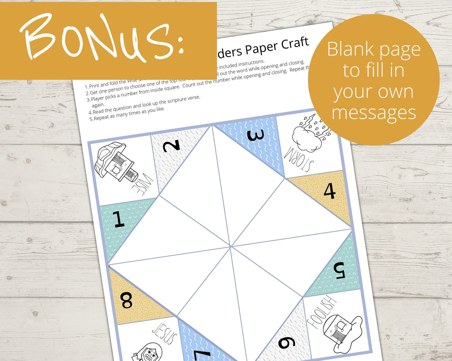 Wise and Foolish Builder Printable Cootie Catcher