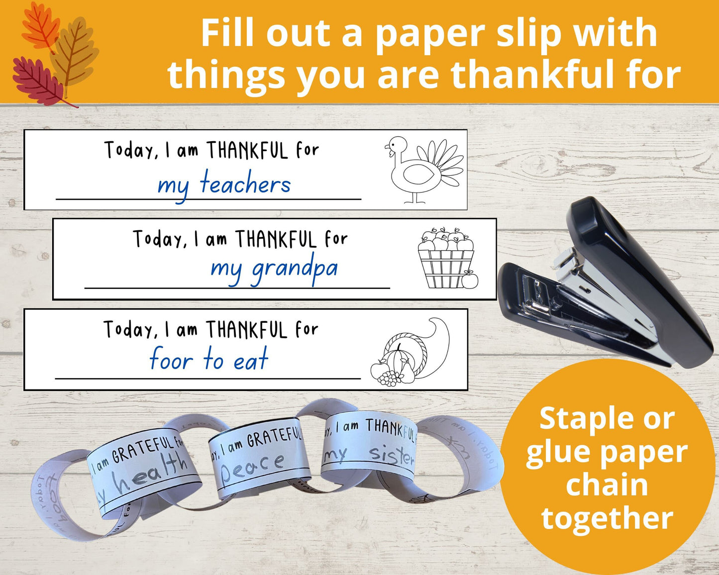 I am thankful for Printable Activity for Thanksgiving