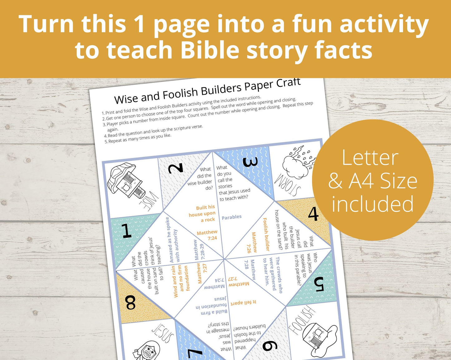 Wise and Foolish Builder Printable Cootie Catcher