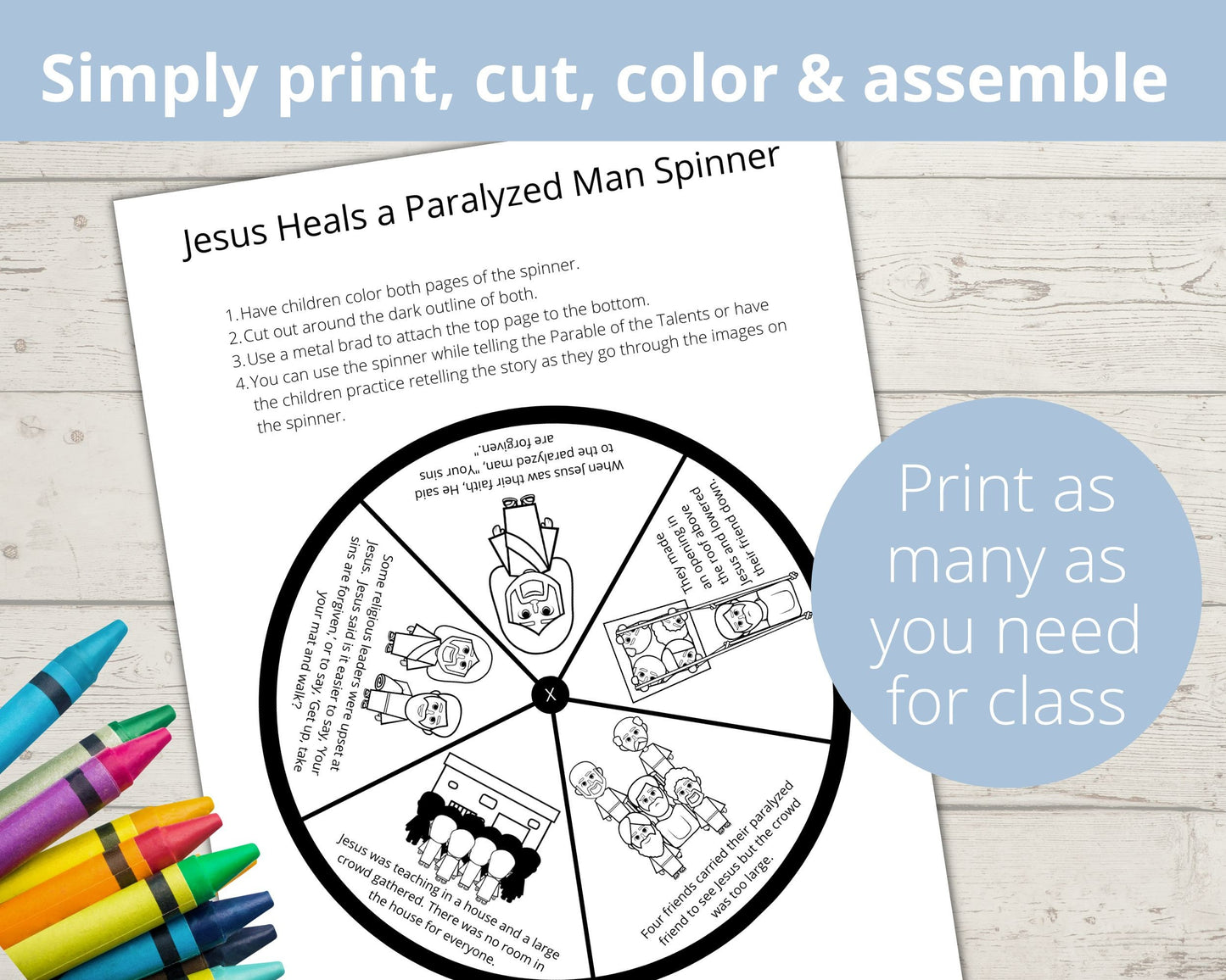 Jesus Heals a Paralyzed Man Printable Spinner