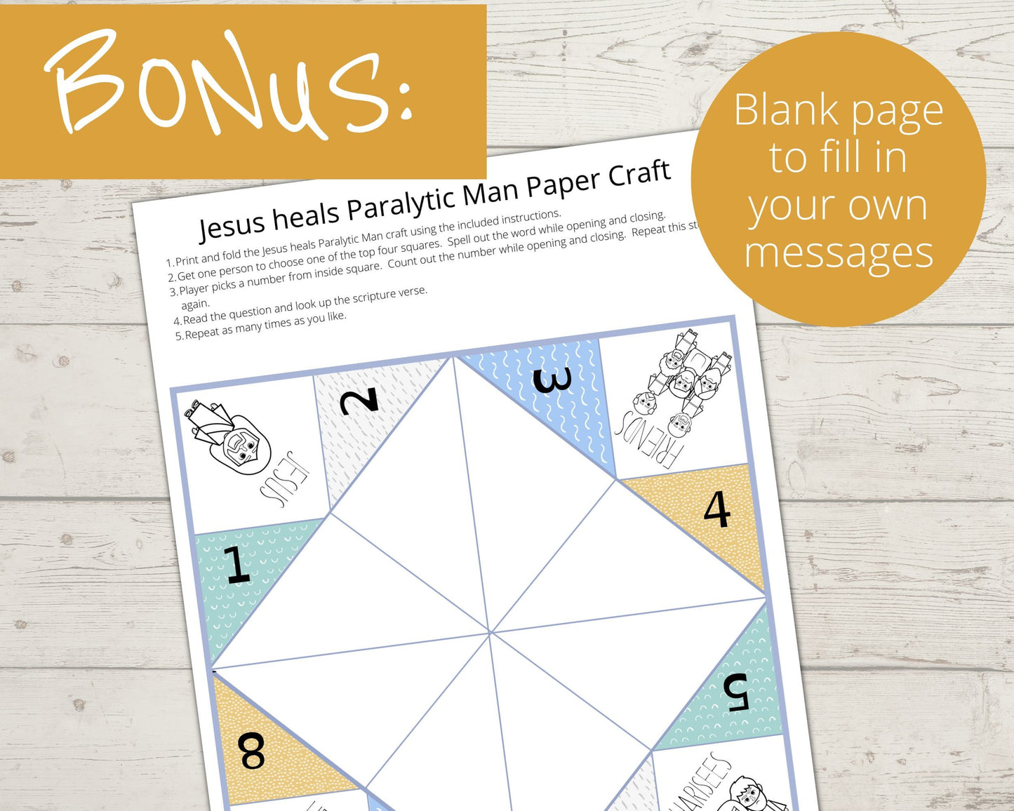 Jesus Heals a Paralyzed Man Printable Cootie Catcher