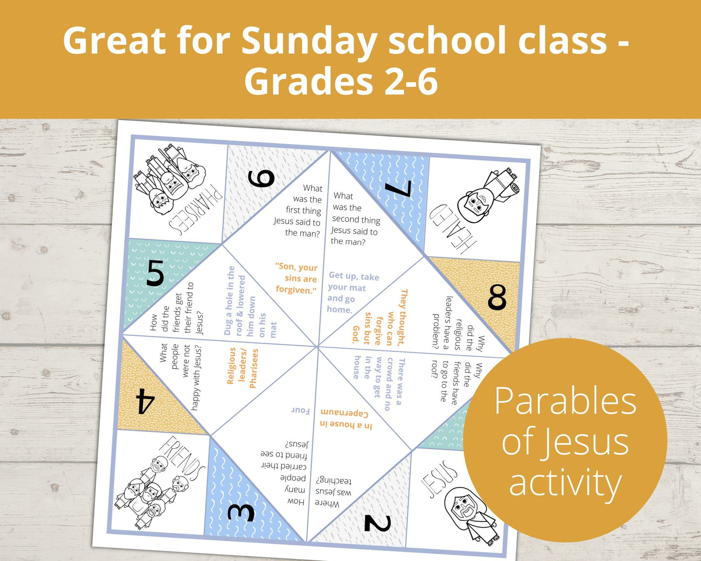 Jesus Heals a Paralyzed Man Printable Cootie Catcher