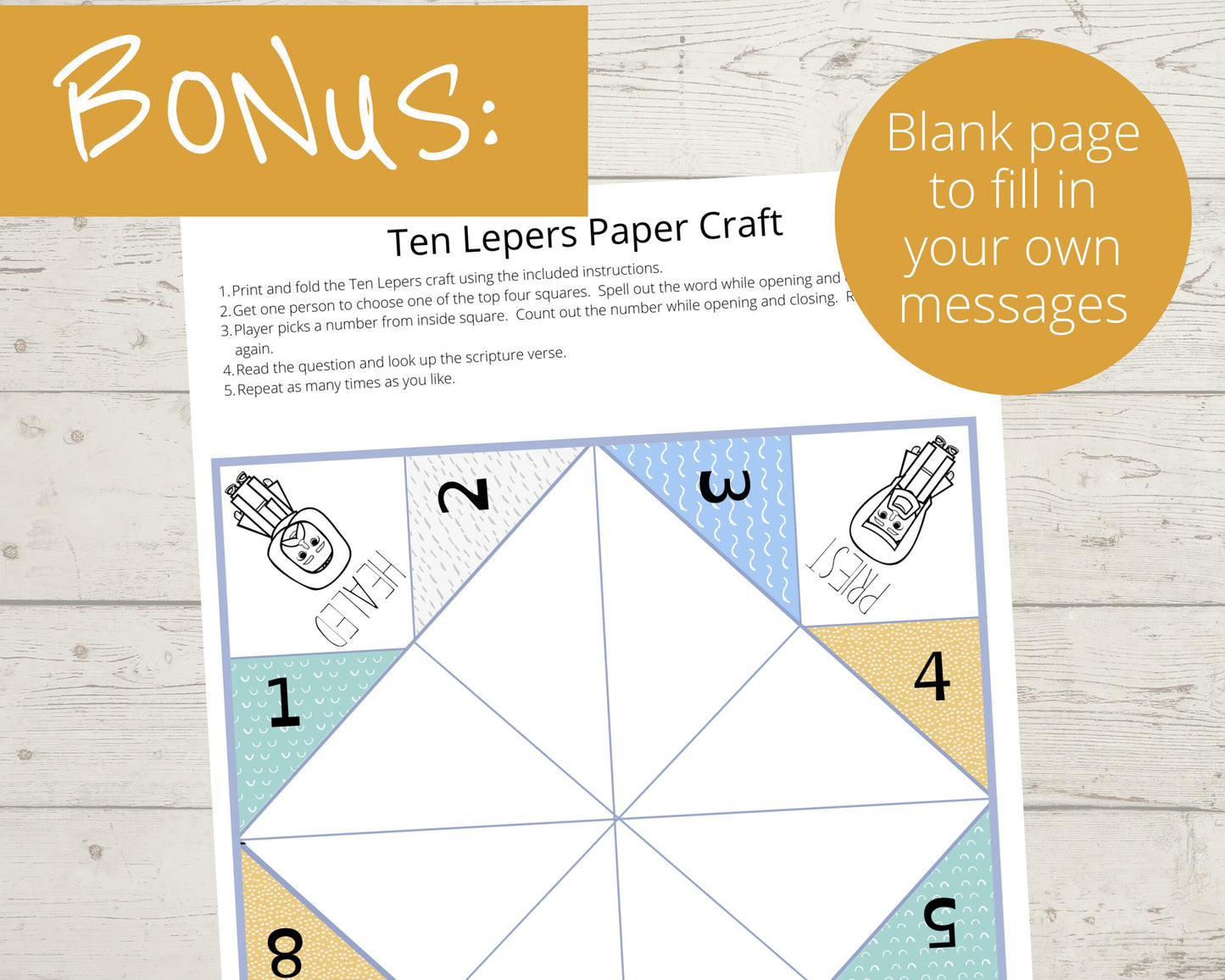 Jesus Heals the Ten Lepers Printable Cootie Catcher