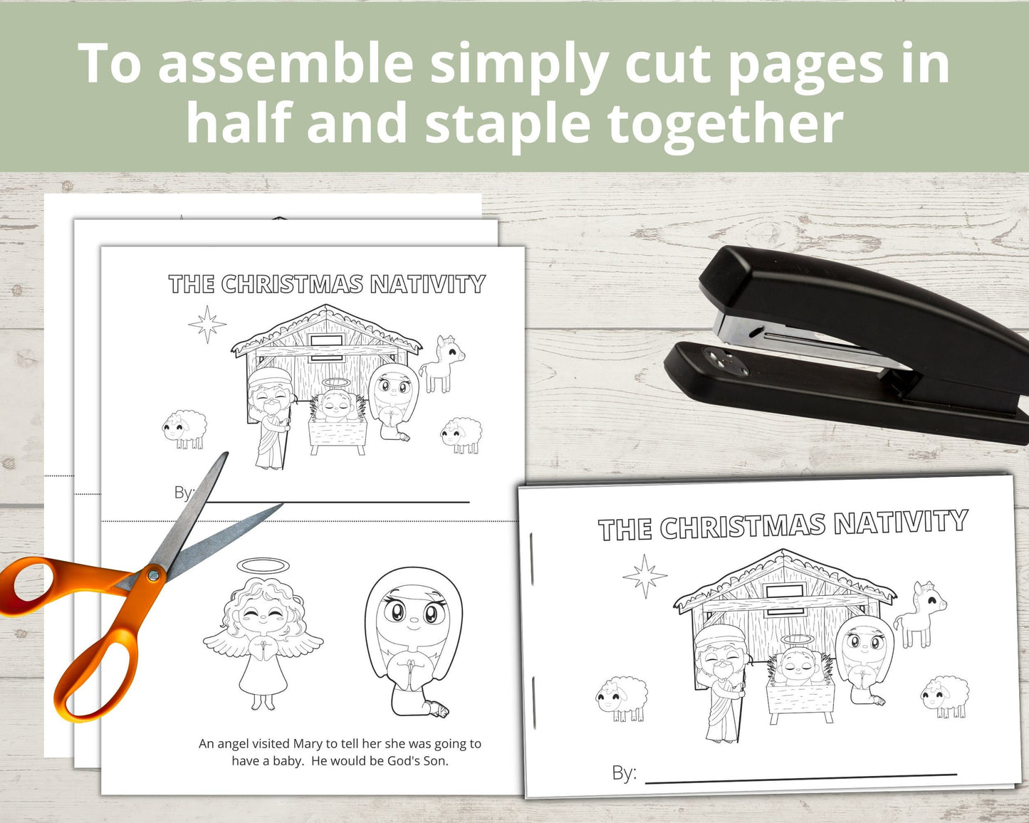 Christmas Nativity Printable Half Page Book