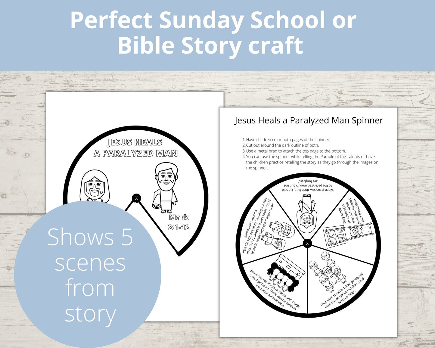 Jesus Heals a Paralyzed Man Printable Spinner