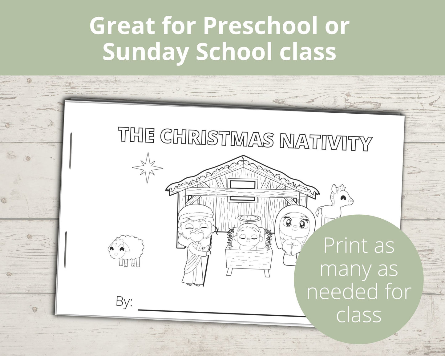Christmas Nativity Printable Half Page Book