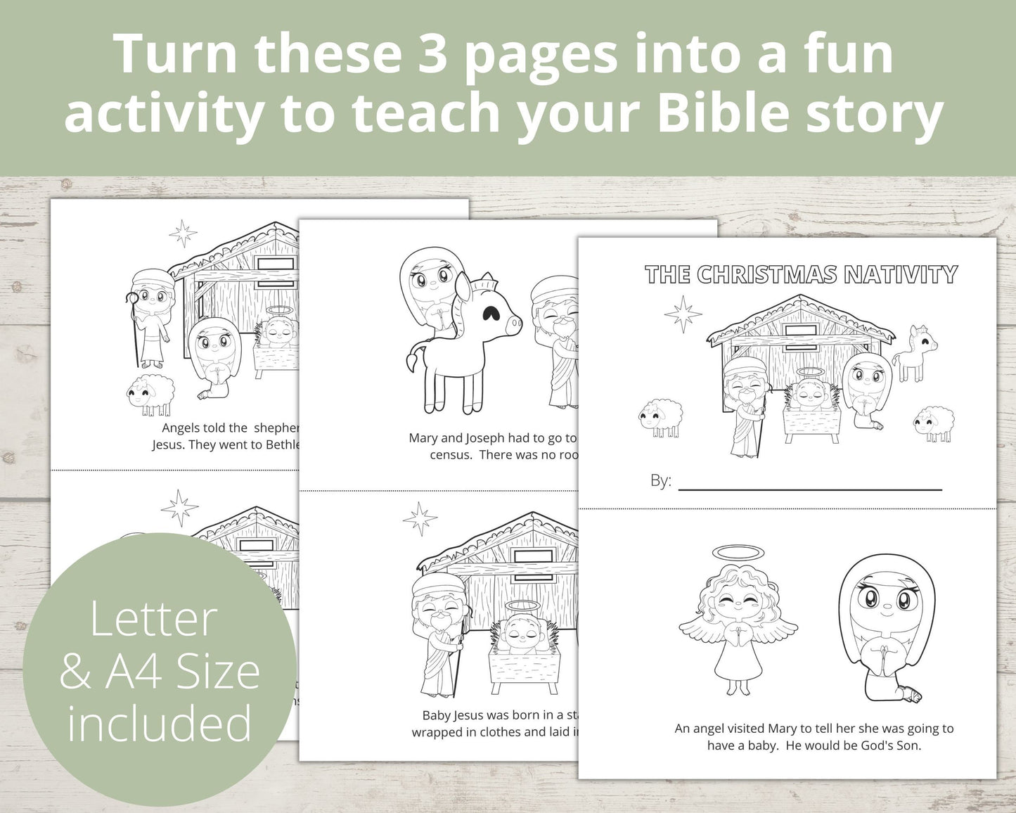Christmas Nativity Printable Half Page Book