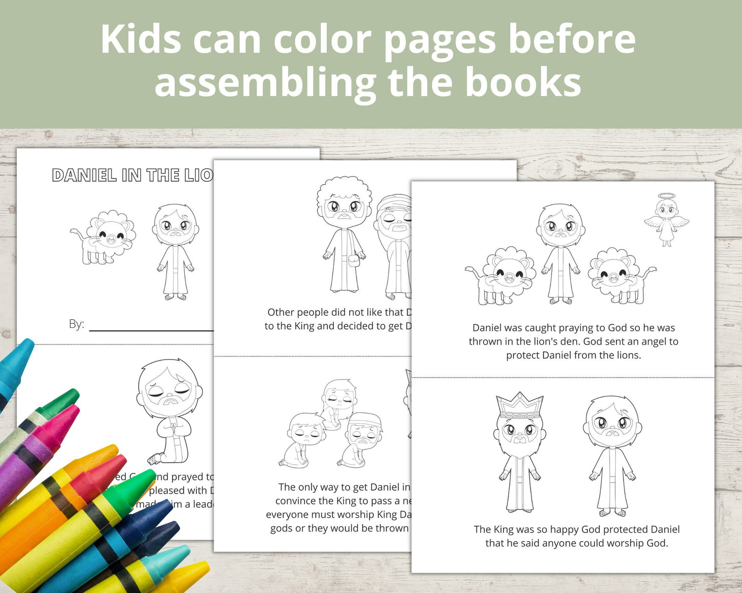 Daniel in the Lions Den Printable Half Page book