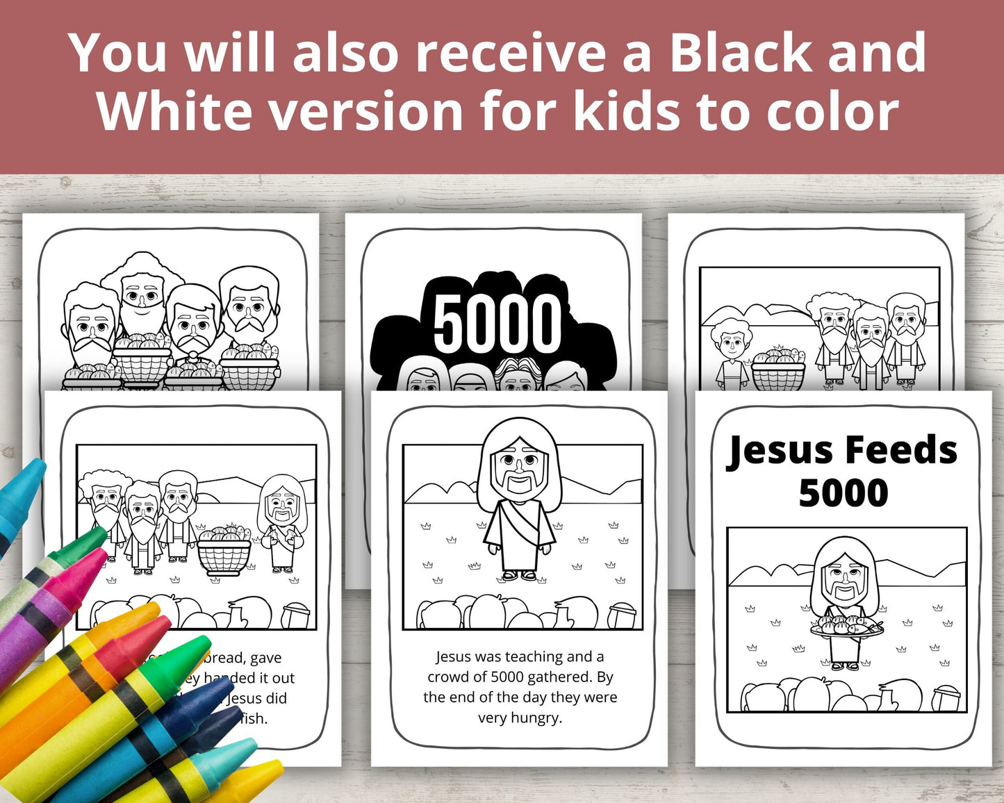 Jesus Feeds 5000 Printable Posters and Coloring Pages