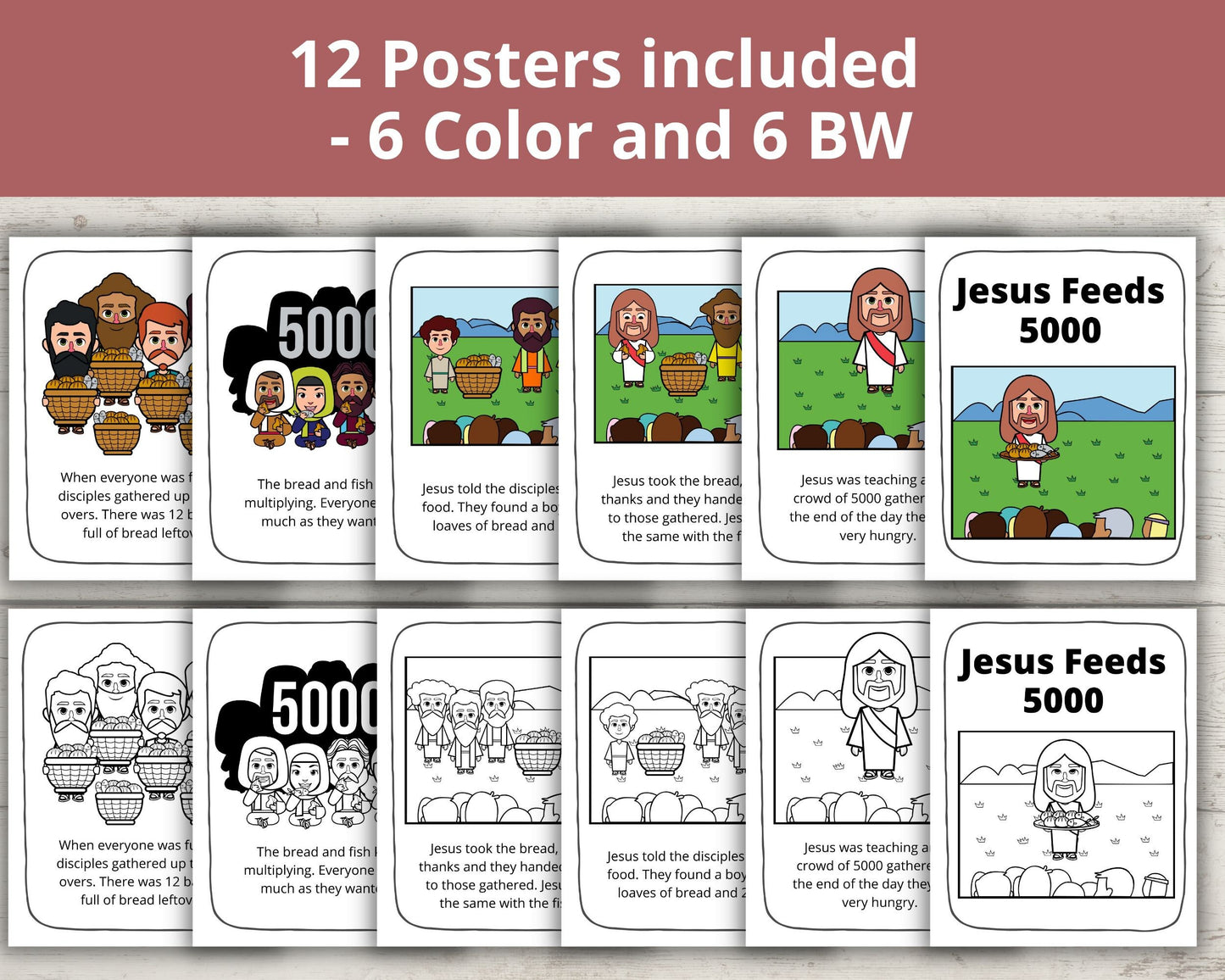 Jesus Feeds 5000 Printable Posters and Coloring Pages