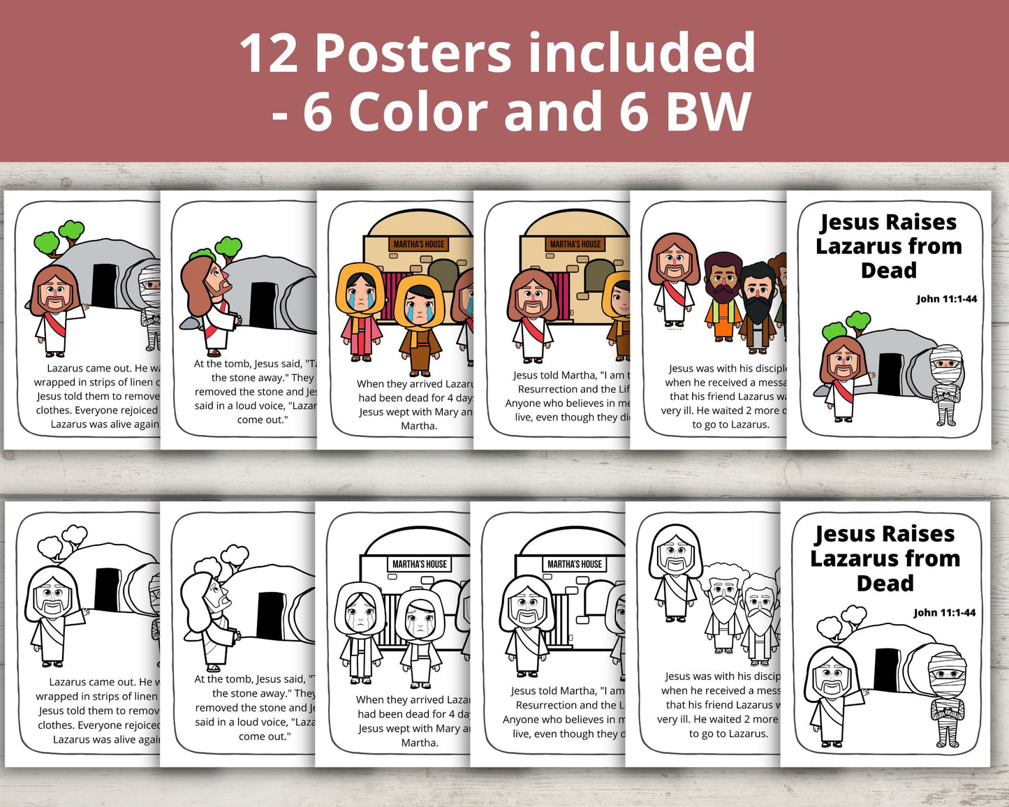 Jesus Raises Lazarus Printable Posters and Coloring Pages