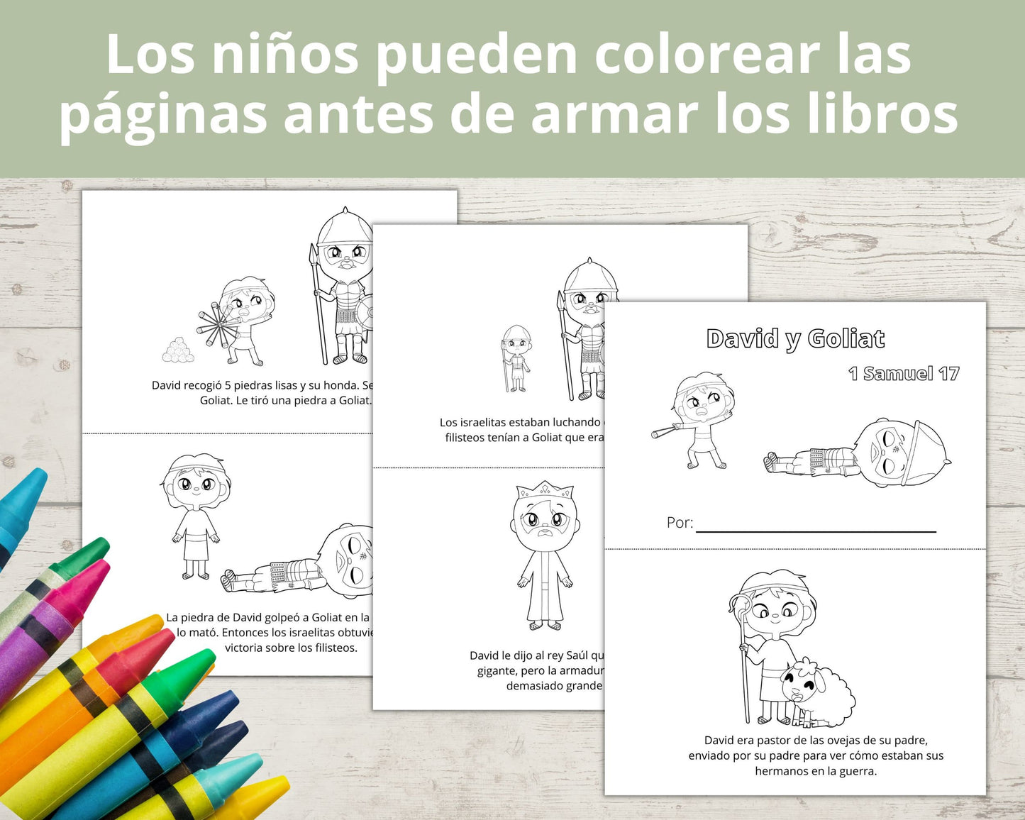 Spanish - David and Goliath Printable Half Page Book