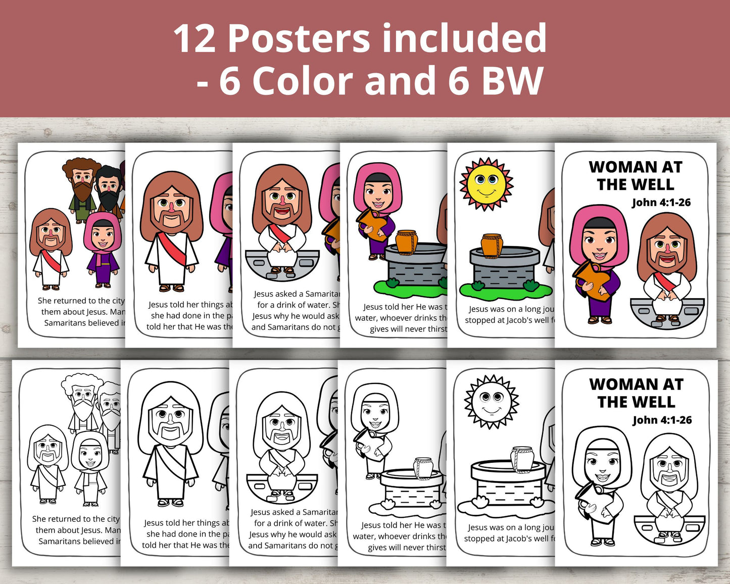 Woman at the Well Printable Posters and Coloring Pages
