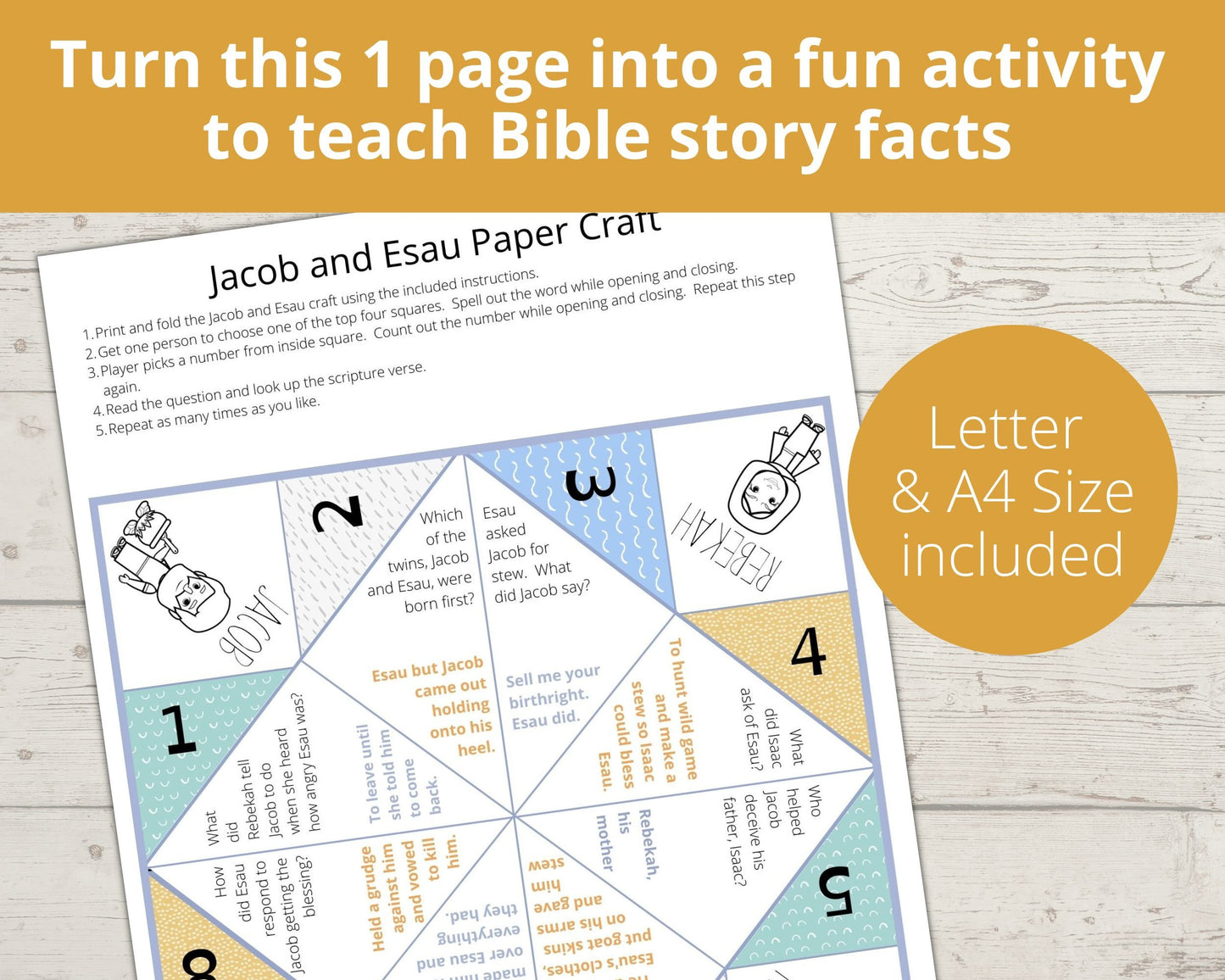 Jacob and Esau Printable Cootie Catcher