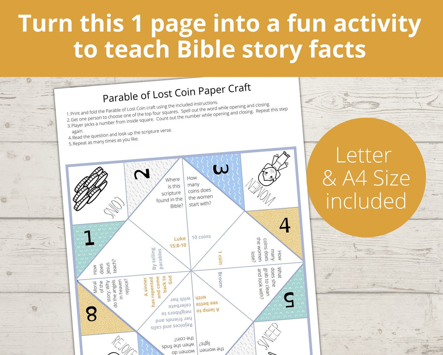 Parable of Lost Coin Printable Cootie Catcher