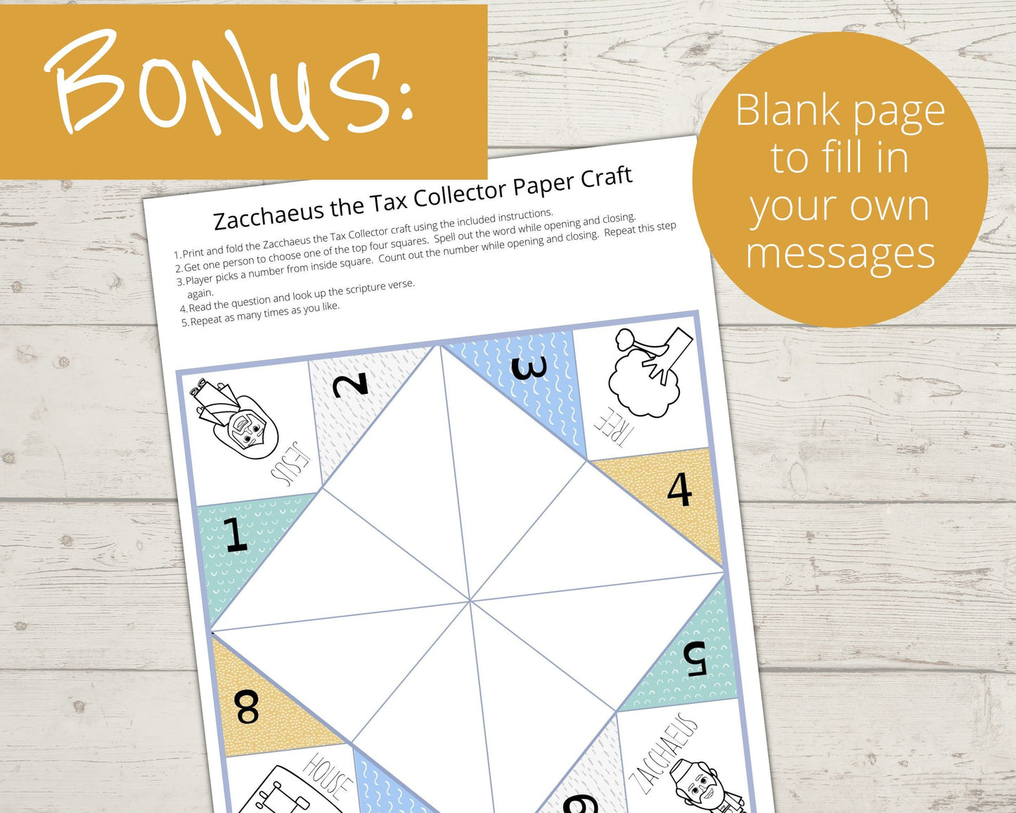 Zacchaeus Printable Cootie Catcher