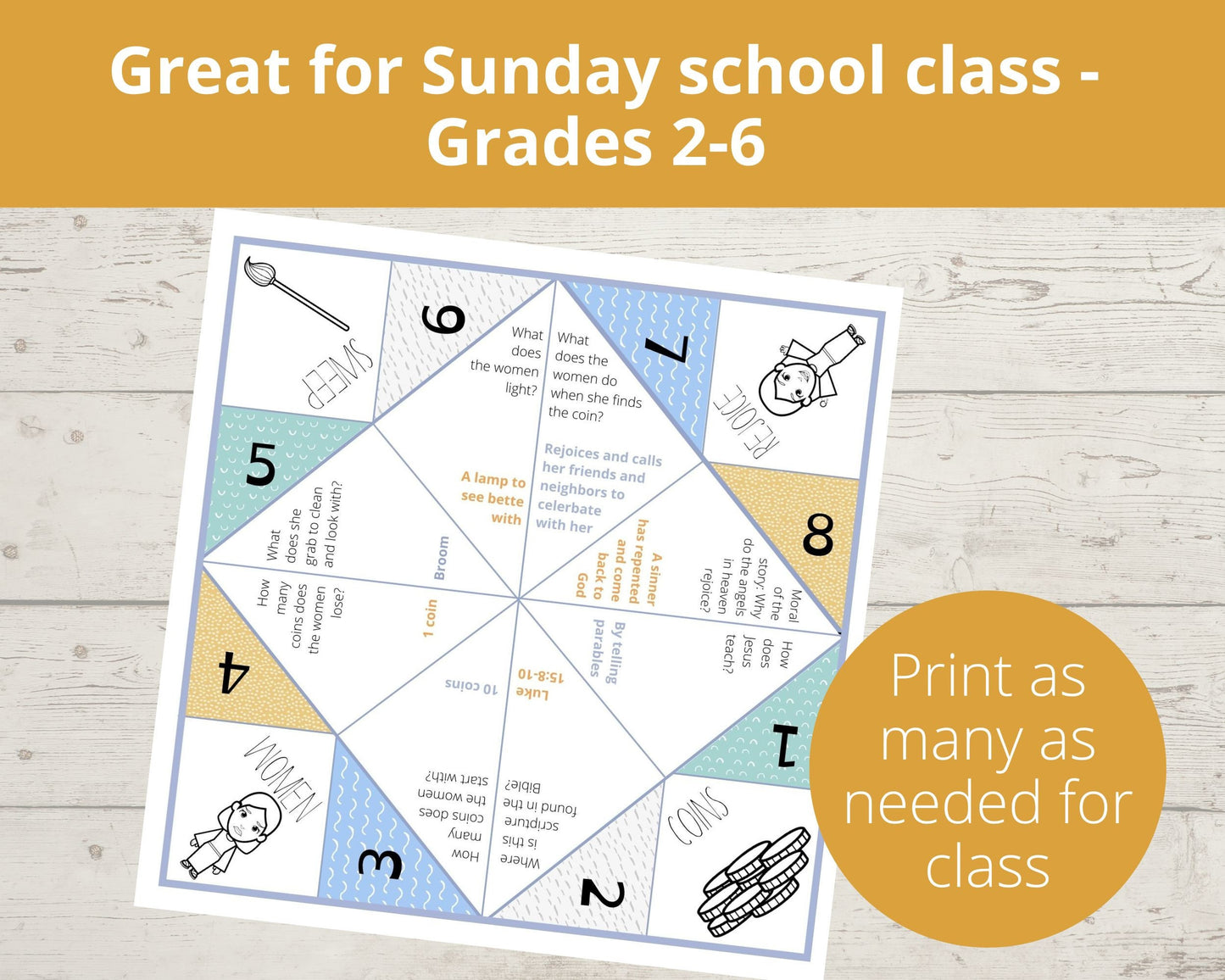 Parable of Lost Coin Printable Cootie Catcher
