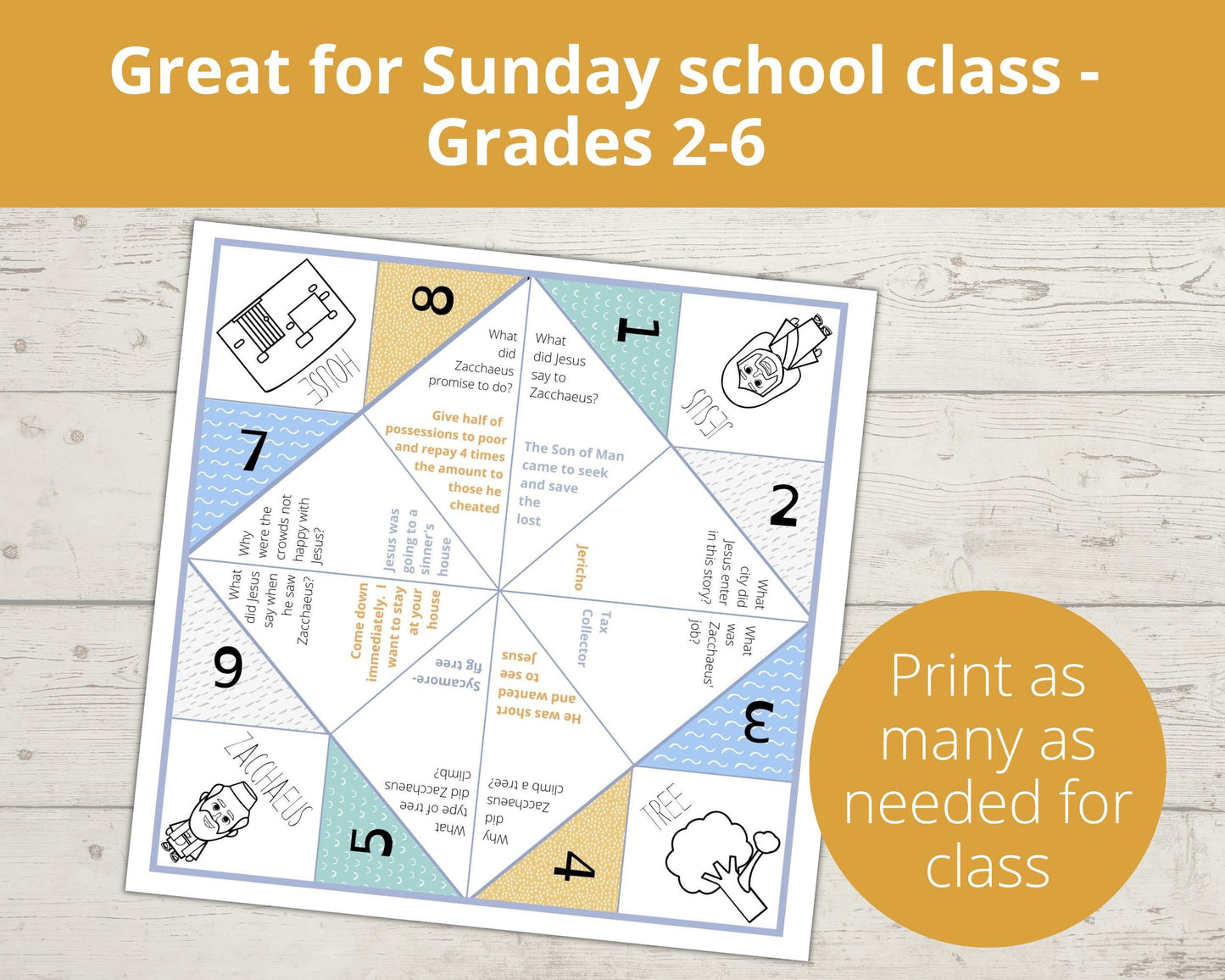 Zacchaeus Printable Cootie Catcher