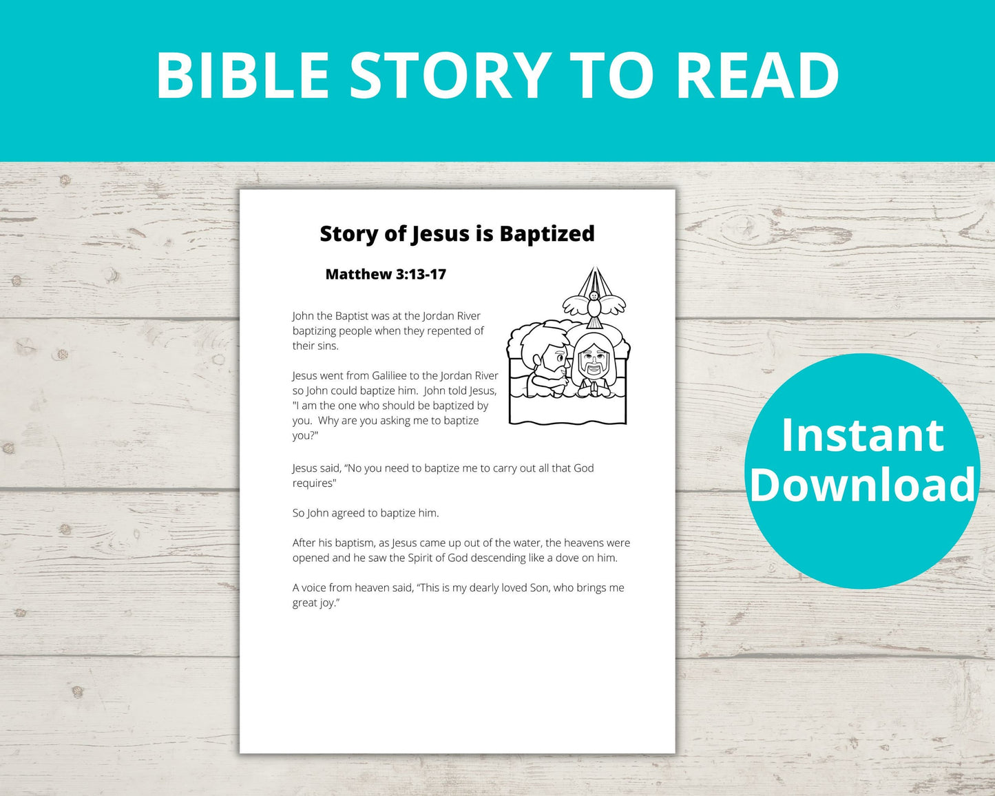 Jesus Baptism Printable Activity Pack