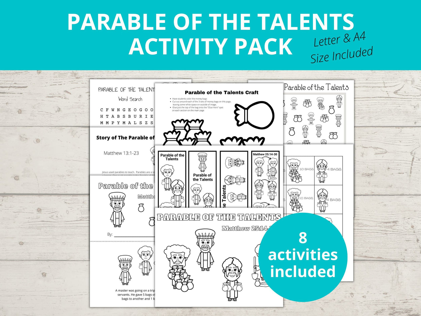 Parable of the Talents Printable Activity Pack