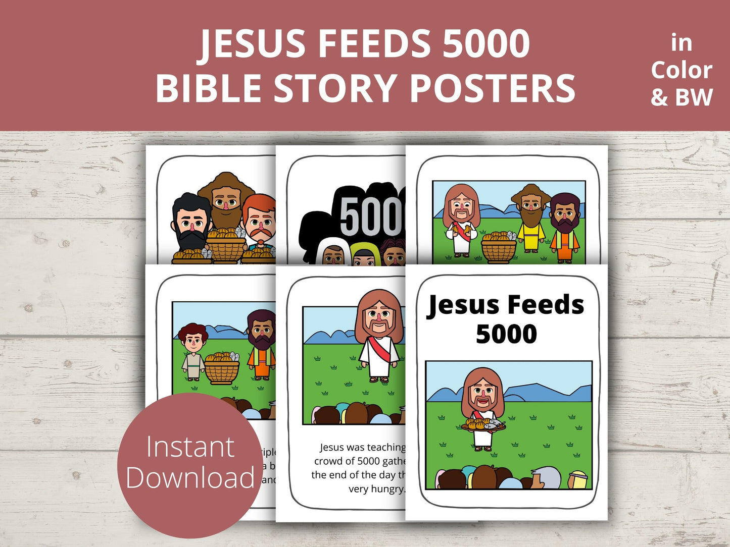 Jesus Feeds 5000 Printable Posters and Coloring Pages