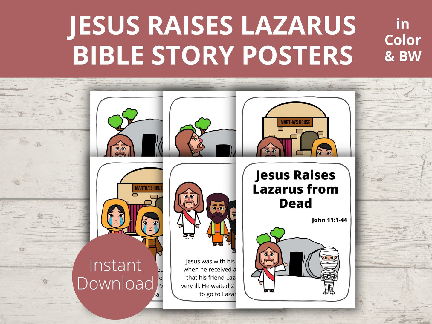 Jesus Raises Lazarus Printable Posters and Coloring Pages