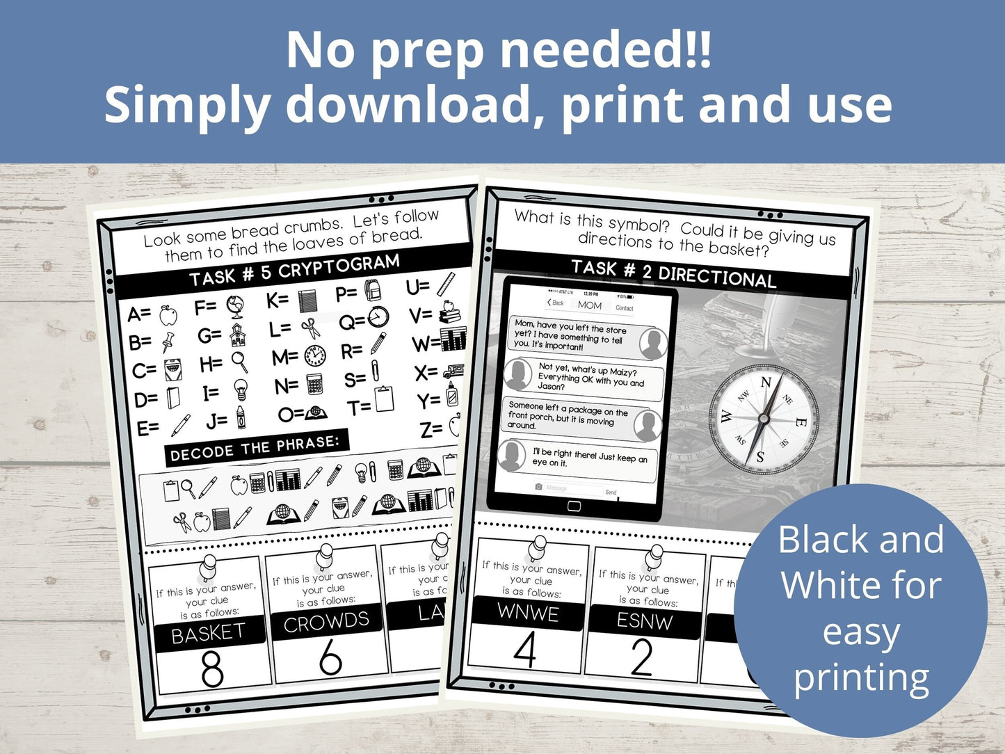 Jesus Feeds 5000 Printable Escape Room for Kids - 9 puzzles