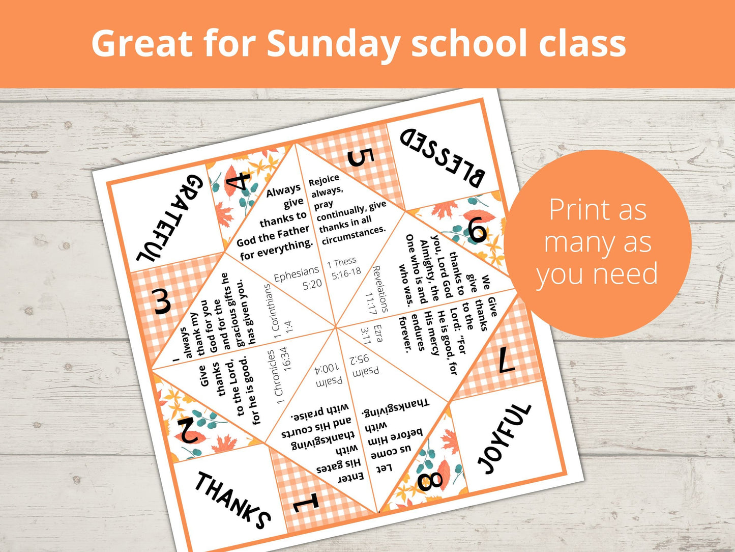 Give Thanks to the Lord Printable Cootie Catcher
