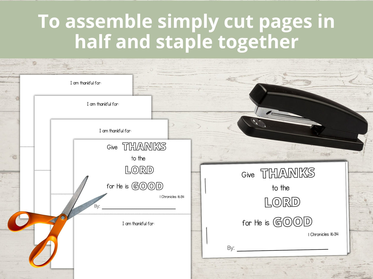I am Thankful For Printable Half Page book