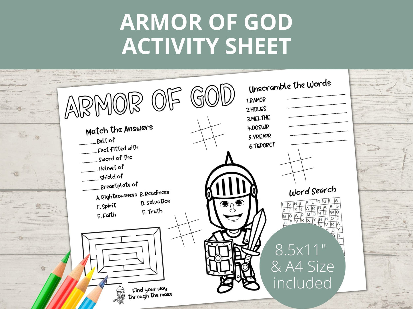 Armor of God Printable Activity Page