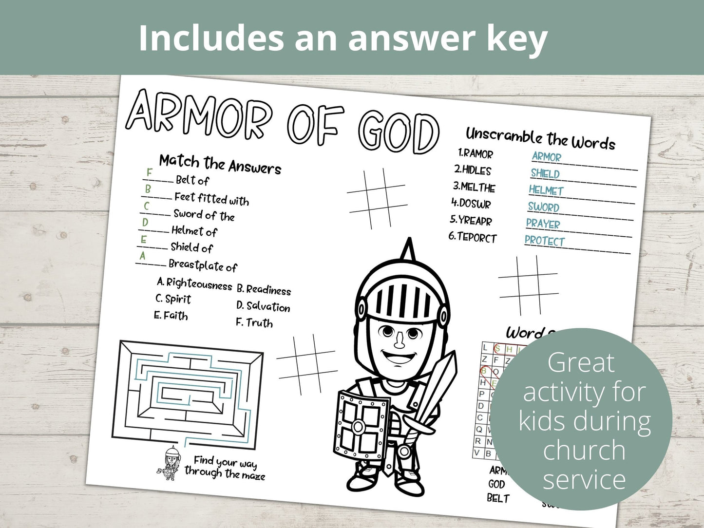 Armor of God Printable Activity Page