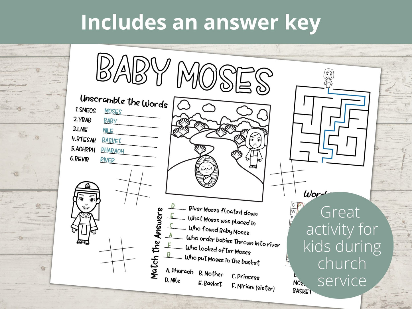 Baby Moses Printable Activity Page
