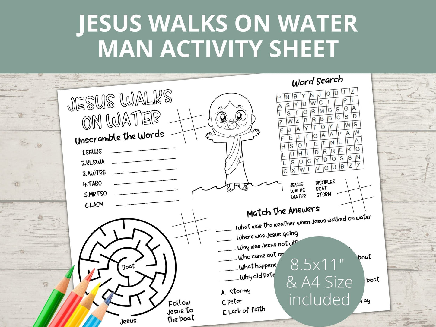 Jesus Walks on Water Printable Activity Page